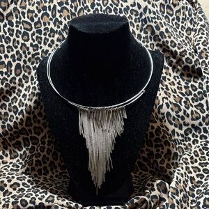 Elegant Silver Fringe Chocker